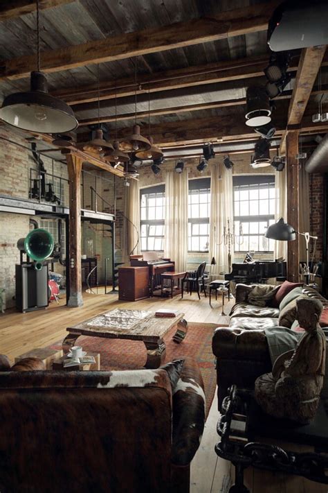 Eclectic Industrial Loft Apartment With An Open Floor Plan Located In