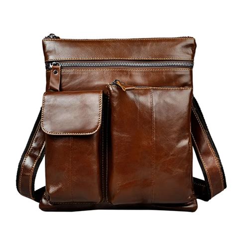 New Men Vintage Genuine Leather Bags Sling Cross Body Bag Travel