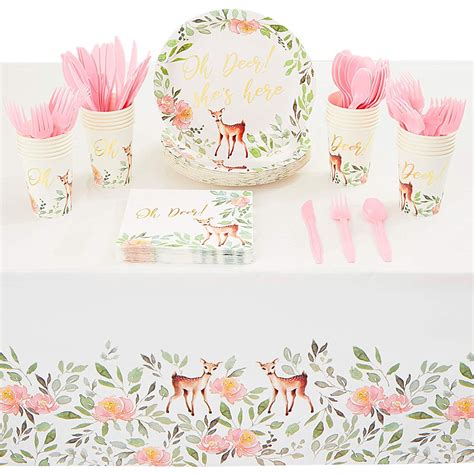 Serves 24 Oh Deer Party Supplies Woodland Floral Theme