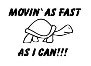 Funny Humorous Slow Turtle Car Van Decal Sticker Movin As Fast As I Can Amazon Co Uk Car