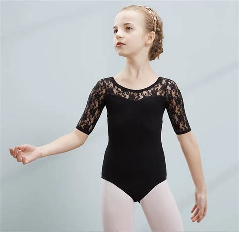 Ballet Leotard For Girls 2018 New Style Pure Cotton Medium Sleeve Lace