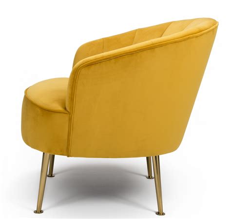 Newport Mustard Yellow Velvet Quilted Back Tub Chair Gold Legs