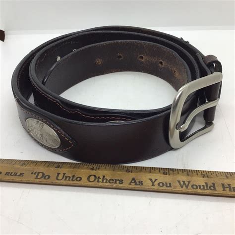 Browning Genuine Leather Belt Sz 44 Tooled Deer Brown 175” Bbe101002