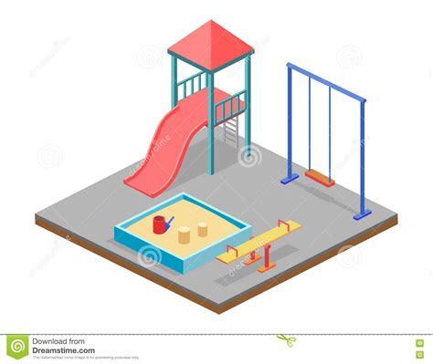 Isometric Flat 3d Concept Web Kids Playground Set Stock Illustration