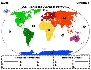 Worksheet: Continents and Oceans of the World by Travis Terry | TpT