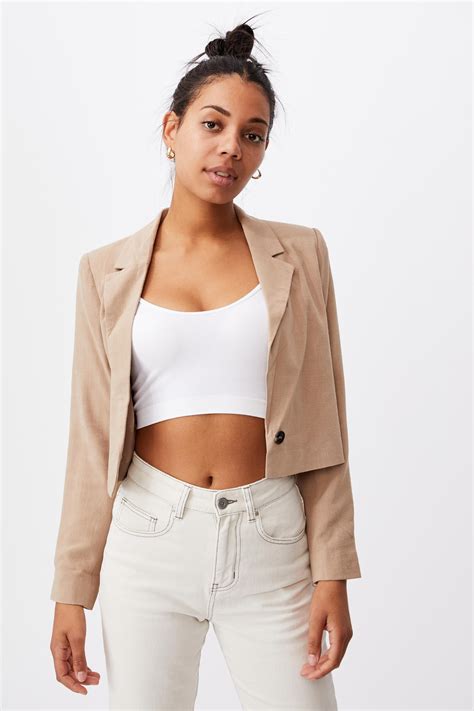 Cropped Blazer Natural Cotton On Jackets Superbalist