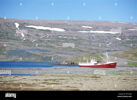 An Abandoned Boat In The Westfjords Of Iceland Stock Photo Alamy