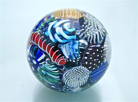 Micro Ocean Reef Sphere Paperweight By Michael Egan Art Glass Paperweight Artful Home