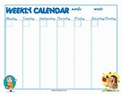 Printable Weekly Calendar for Kids - Calendar Templates