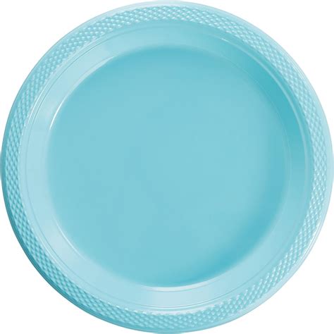 Exquisite 9 Inch Light Blue Plastic Plates Solid Color
