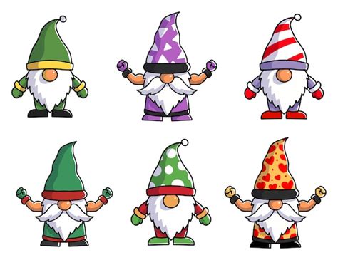 Premium Vector Cartoons Of Gnomes With Different Colors Gnome