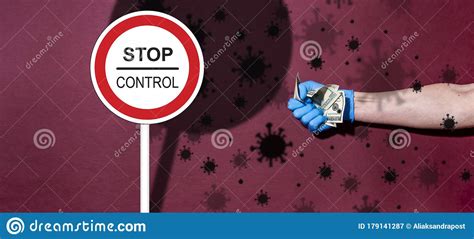 Gloved Hand Squeezes Money Coronavirus Pandemic Stock Image Image Of