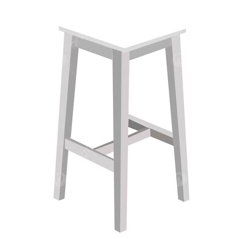 Vector One Ocher White Wooden Bar Stool Chair With Seats Front Vector