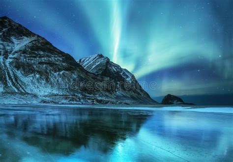 Aurora Borealis De La Aurora Boreal En Las Islas De Lofoten Noruega