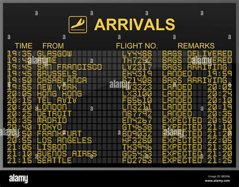 International Airport Arrivals Board Stock Photo Royalty Free Image