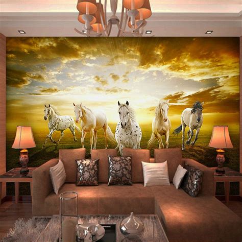 Charming Prairie Wallpaper Custom 3d Horses Photo Wallpaper Landscape