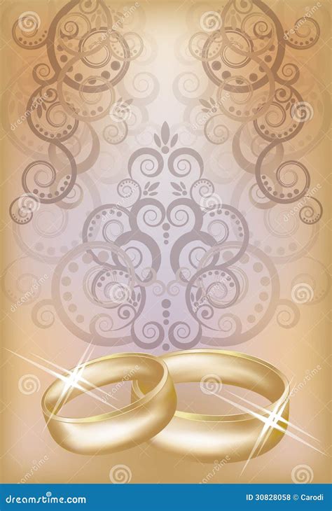 Wedding Invitation Card With Golden Rings Royalty Free Stock Photos