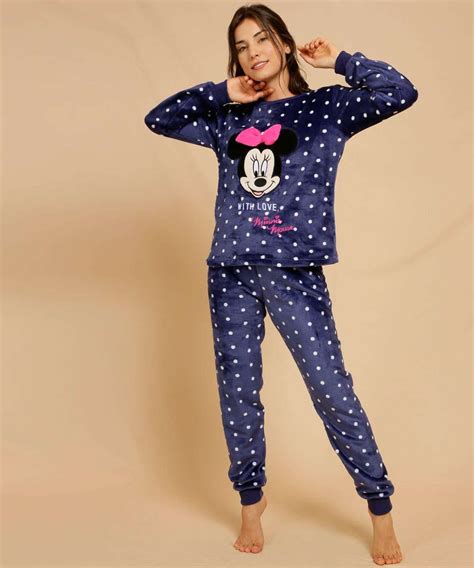 Pijama Feminino Fleece Minnie Manga Longa Disney Marisa