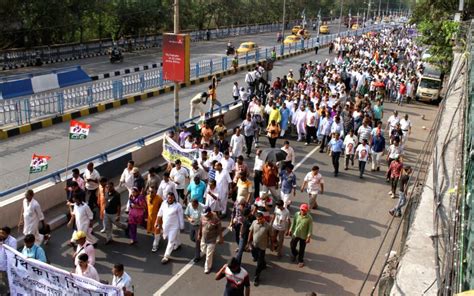 All india trinamool congress, calcutta, india. Trinamool Congress took out a protest rally at Kolkata
