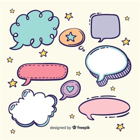 Variety Of Colourful Speech Bubbles Shapes With Expressions Free Vector