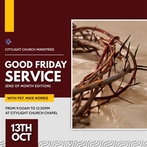 Copy Of Good Friday Church Service Flyer Template Postermywall