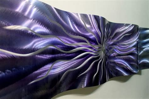 Purple And Silver Abstract Metal Wall Sculpture Modern Metal