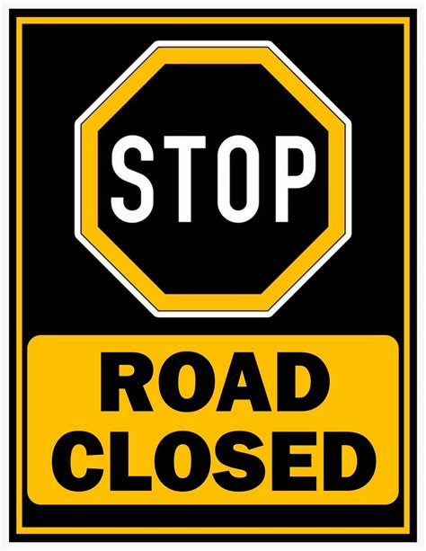 Road Closed Ahead Sign Template Free Download