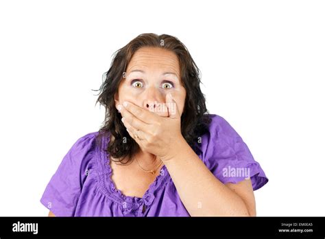 Shocked Woman With Hand Over Mouth Stock Photo Alamy