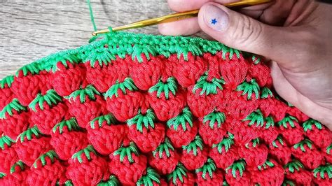 Shortcut Crochet Strawberry stitch Free Pattern ถกโครเชต ลายสต