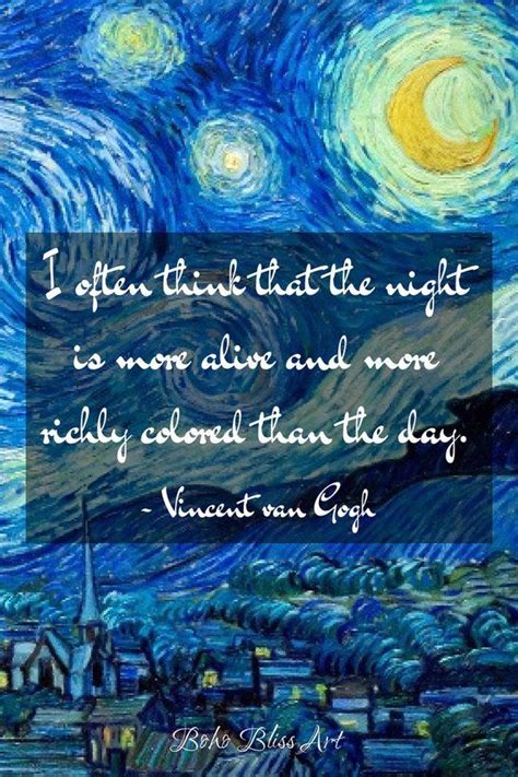 Vincent Van Gogh Quote I Often Think That The Night Is More Etsy