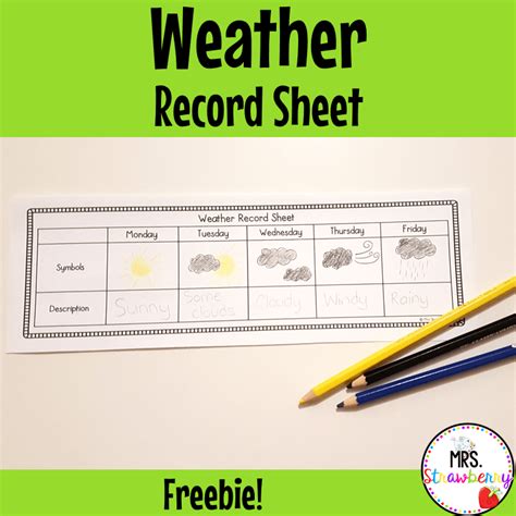 Weather Record Sheet Mrs Strawberry