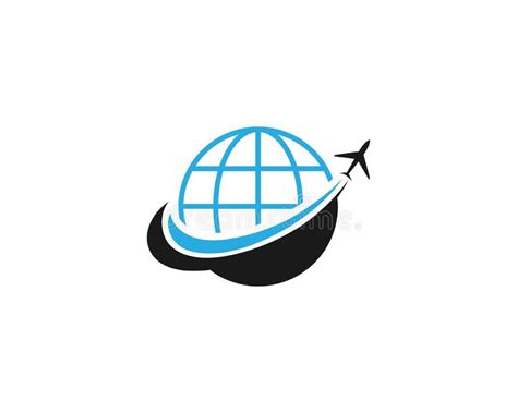 Airplane Flight Around The World With Travel Logo Design Stock Vector