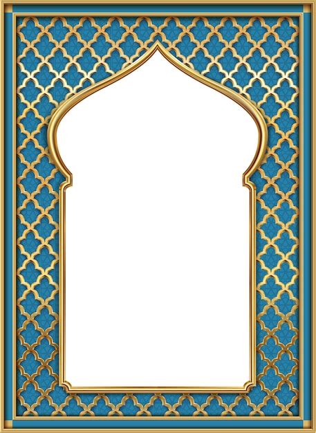Premium Vector Golden Oriental Arch Frame