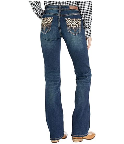 Rock And Roll Cowgirl W1 4115 Mid Rise Bootcut Jeans In Dark Vintage Wash Cowgirl Delight
