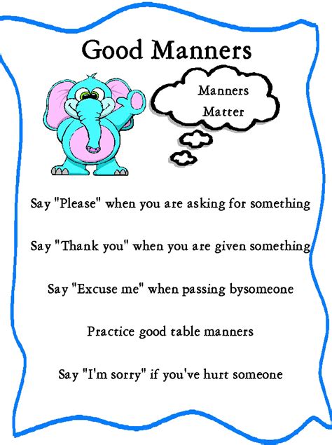 Clipart Of The Good Manners Worksheets Free Image Download