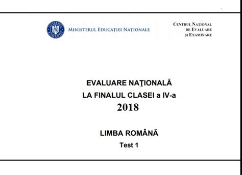 En Iv 2018 Subiecte Limba Romana Clasa A 4 A Evaluarea Nationala 15