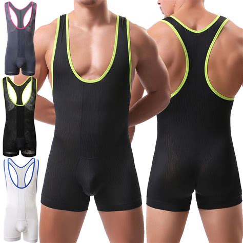 men singlet wrestling leotard fitness top sport gym one piece jumpsuit bodysuit ebay