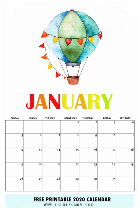 Snag This Printable January 2020 Calendar Along With The Other