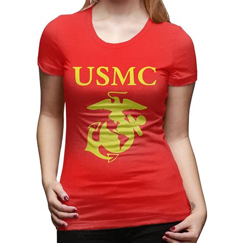 Womens Usmc Marine Corps Logo Cotton Tshirts Red L Women02482 17