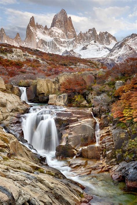Monte Fitz Roy Argentina Rio Small Waterfall You Are Beautiful