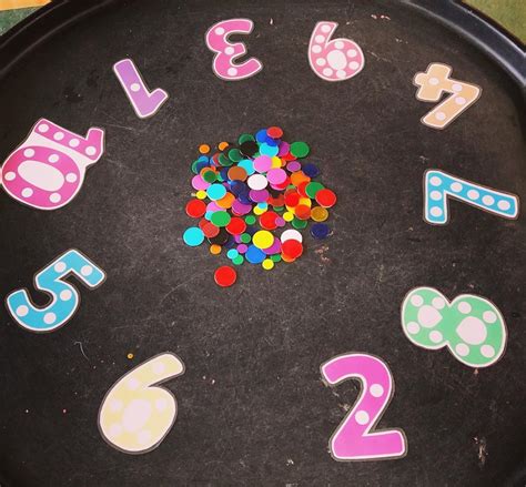 Numeracy Tuff Tray Children Place The Correct Number Of Counters On The