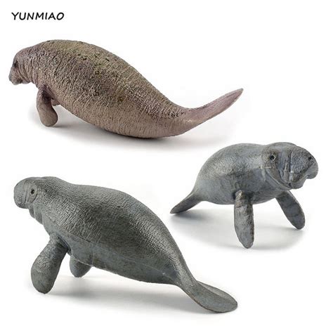 Yunmiao 3pcs Simulation Ocean Animals Action Figure Realistic Manatee