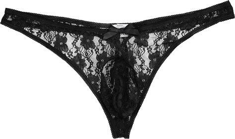 Amazon Com Chictry Men S Floral Lace Thong G String Sissy Pouch Sheer Mesh Underwear Black X