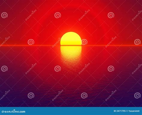 Sunset Over Ocean Stock Illustration Illustration Of Nature 2471795