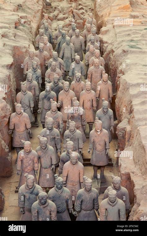 terracotta army soldiers in the mausoleum tomb of qin shi huang first emperor of china xian