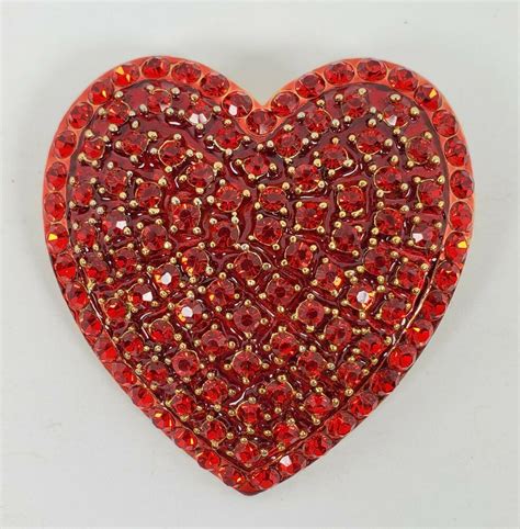 Sparkling Red Rhinestone Heart Brooch Pin Pendant Statement Piece 2 H
