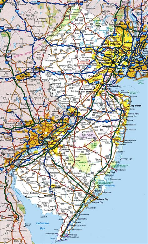 New Jersey Nj Road And Highway Map Printable