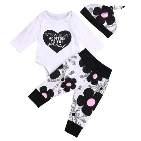 Babies 3pcs Letter Heart Floral Clothing Set Newborn Infant Baby Boy