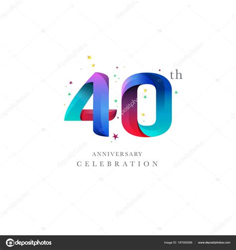 40th Anniversary Logo Design Number Icon Vector Template Stock Vector