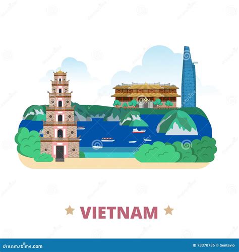 Vietnam Country Design Template Flat Cartoon Style Stock Vector
